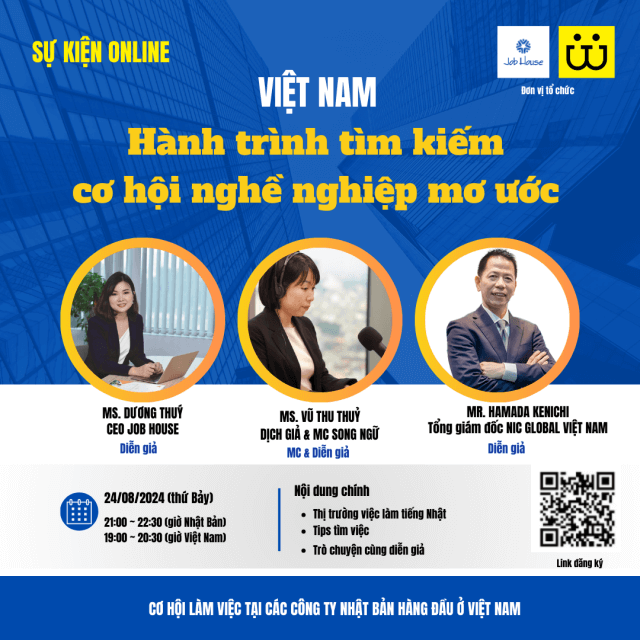 Sự kiện online 24/8: VIỆT NAM - Hành trình tìm kiếm cơ hội nghề nghiệp mơ ước